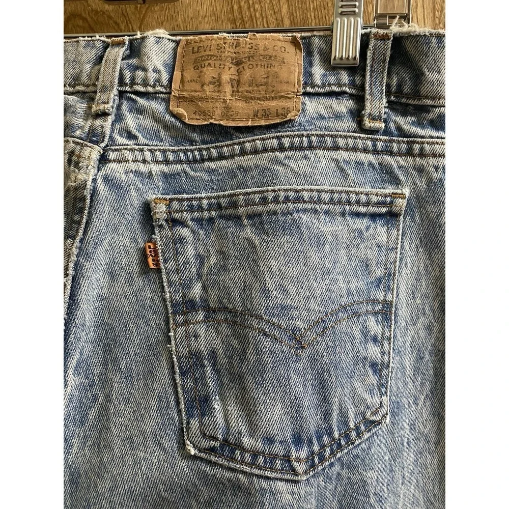 Vintage Levi's 550 Jeans Men's 33x36 Orange Tab Acid Wash Relaxed USA Retro Read
